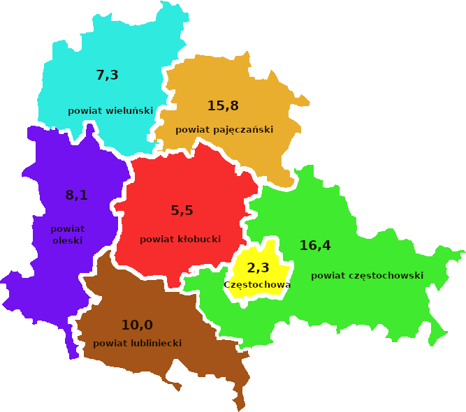 liczba dziennych zakazeń-mapka